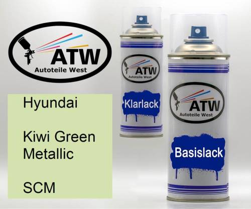 Hyundai, Kiwi Green Metallic, SCM: 400ml Sprühdose + 400ml Klarlack - Set, von ATW Autoteile West.